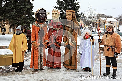 Three kings parades in Kaunas, Lithuania Editorial Stock Photo